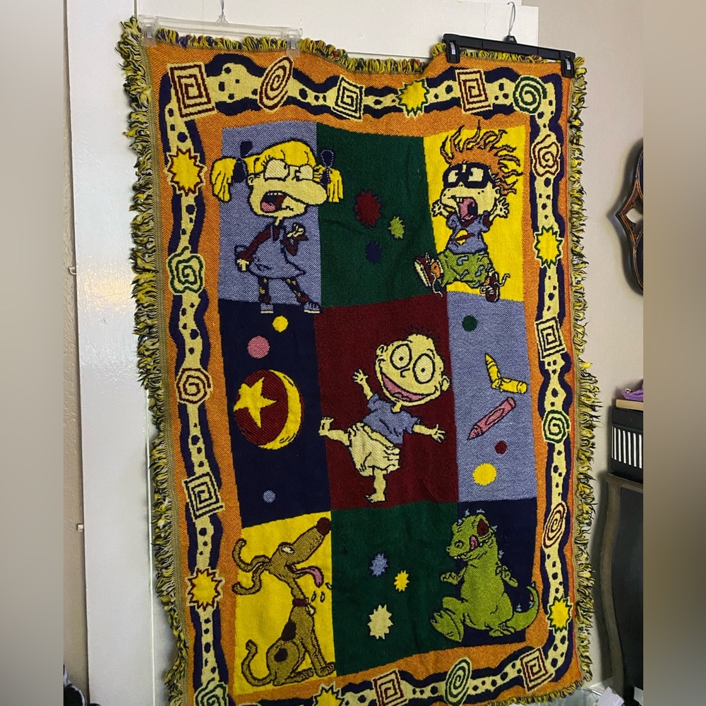 Vintage rug rats woven blanket